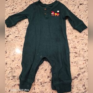 Charming Green Footie with Train Design